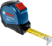 Μετροταινία Bosch 8 μέτρων με κίτρινη λάμα εκτεταμένη.